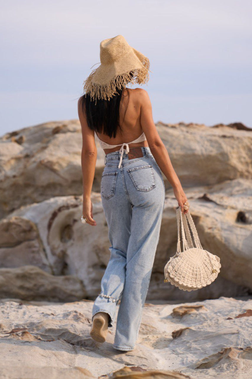 Palazzo Straight High-Rise Jeans Brume Marine  - Limited Edition