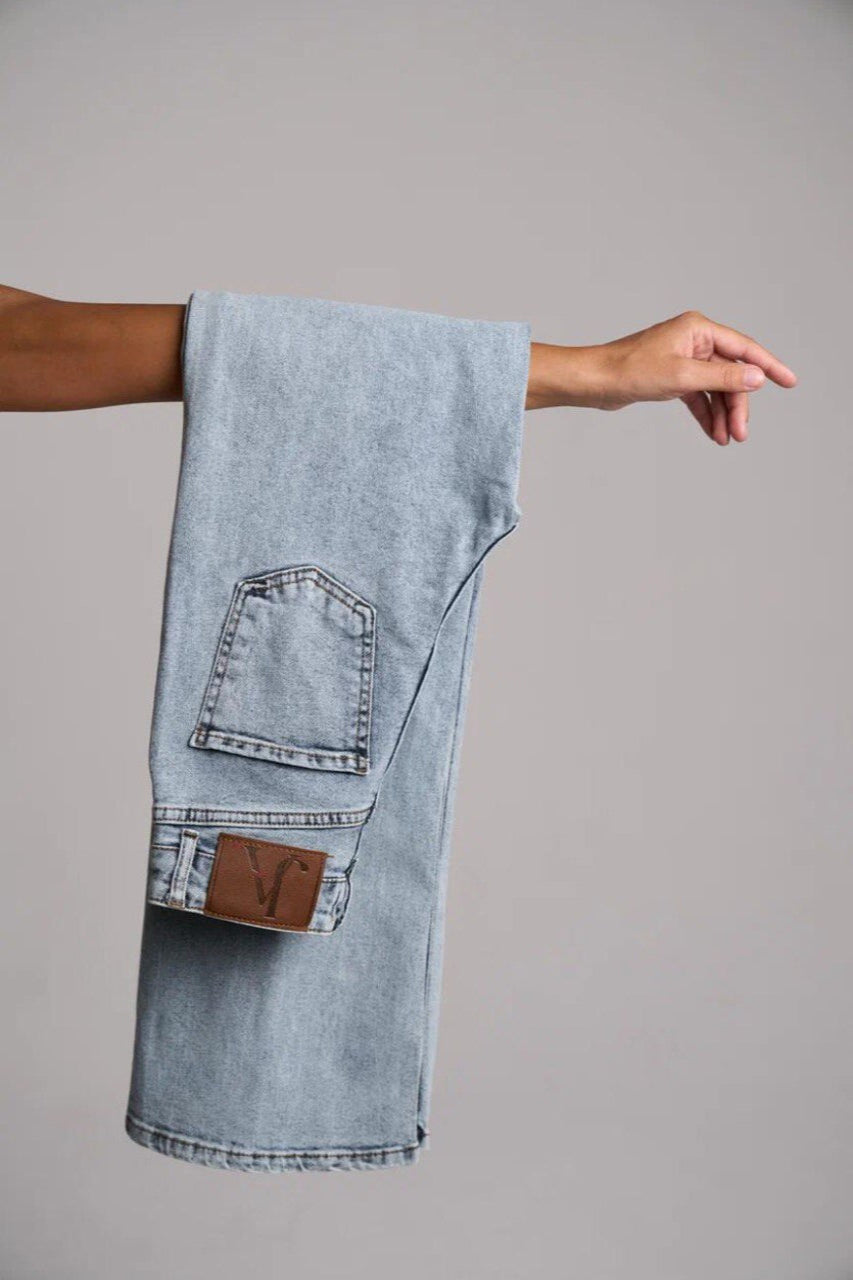 Palazzo Straight High-Rise Jeans Brume Marine  - Limited Edition