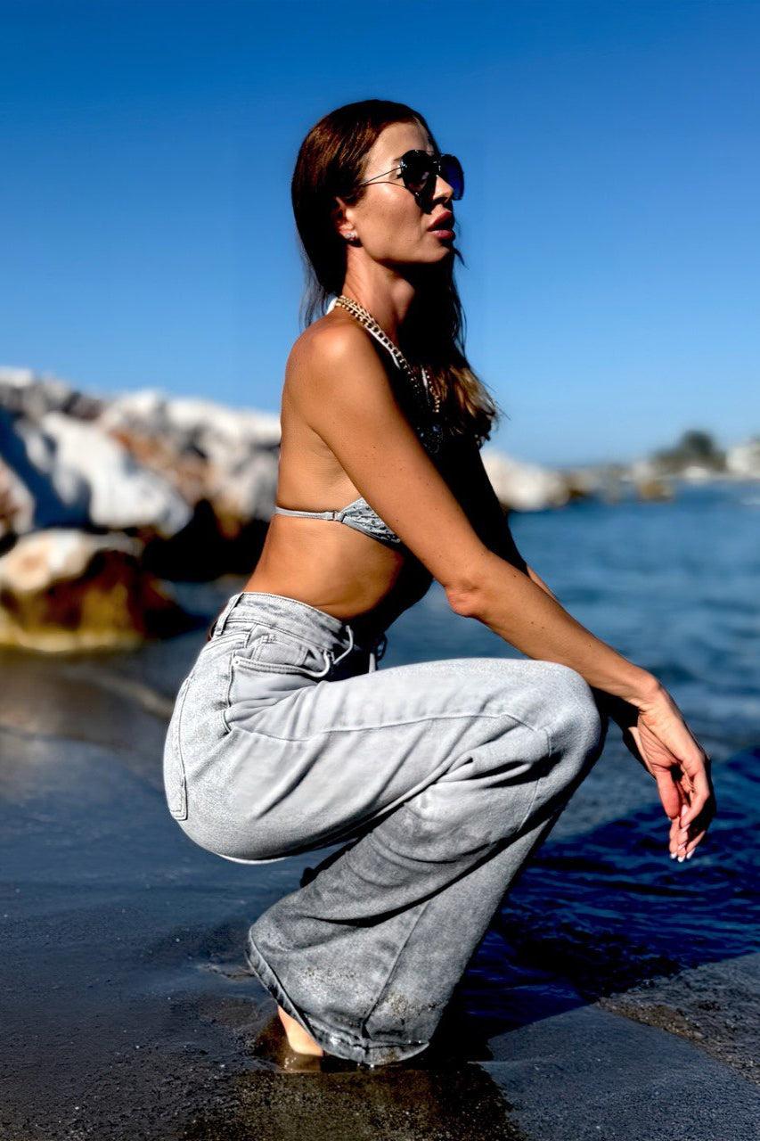 Palazzo Straight High-Rise Jeans Cloudy Quartz  - Limited Edition